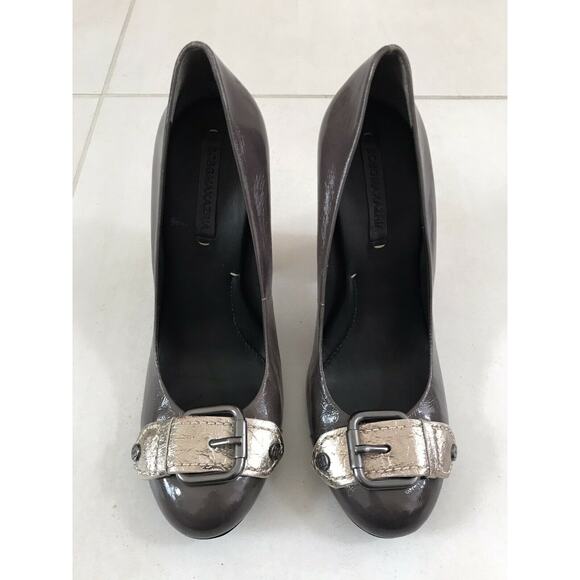 BCBGMaxAzria Javana Patent Leather Metallic Foil Block Heels FLAWS - Picture 2 of 12